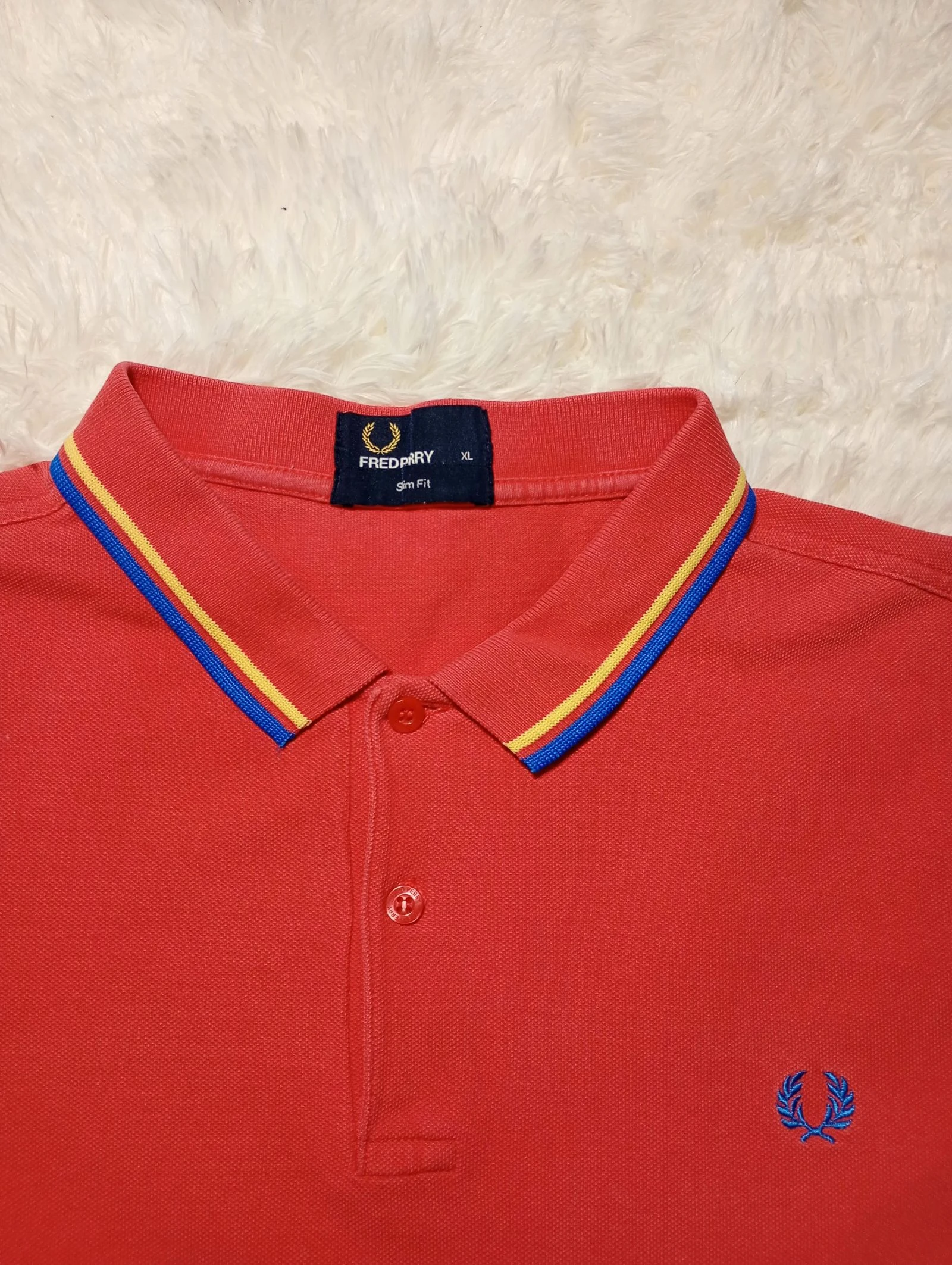 Fred Perry Camisa Polo Vermelha com Detalhes Duplos Tamanho GG – photo 5